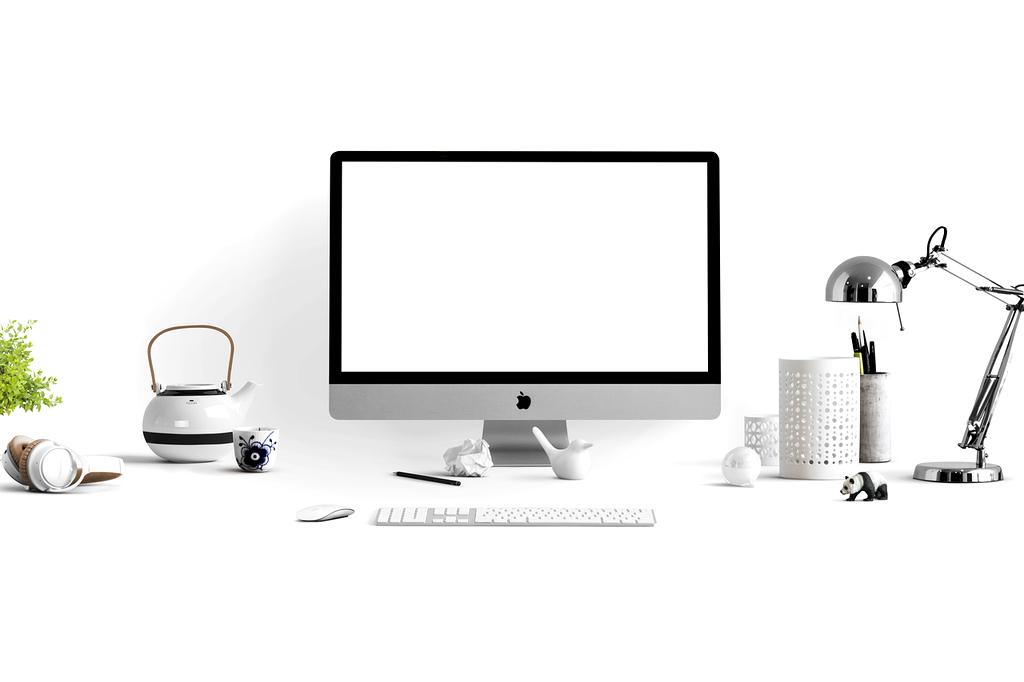 Workspace desk with clean organization and tech setup